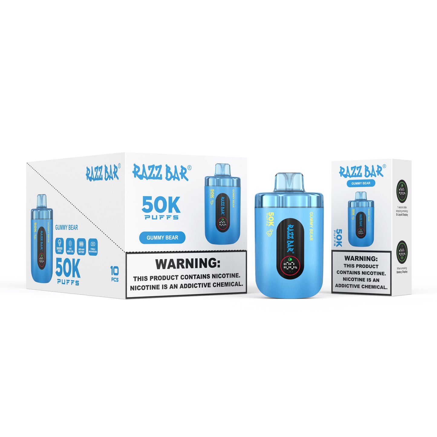 650 mAh rechargeable Puff Razz Bar 50K Taff
