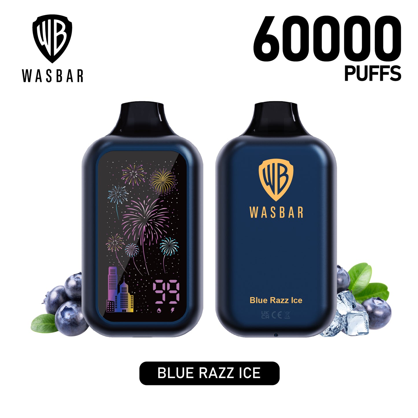 WASBAR Vape 60K bouffées Blue Razz Ice