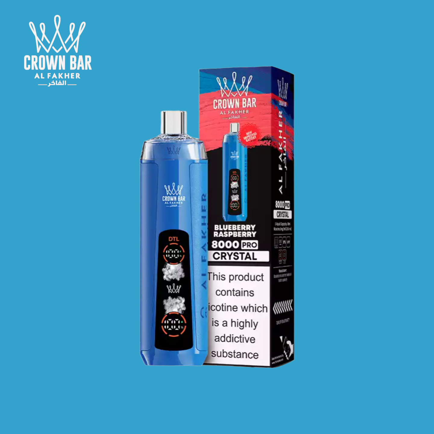 Puff Al Fakher Crown Bar 8000 Taff Blueberry Raspberry