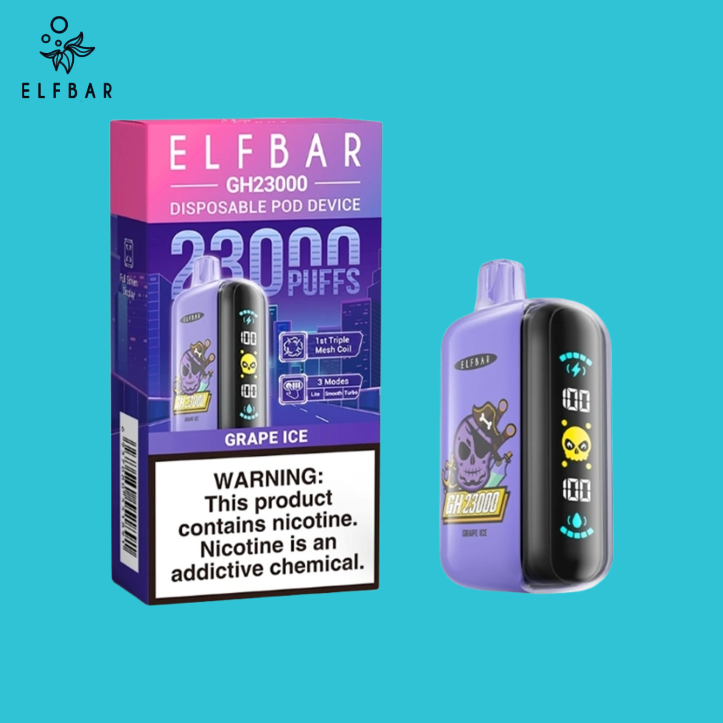 Elf Bar GH23000 Puff 23K Taff Grape Ice