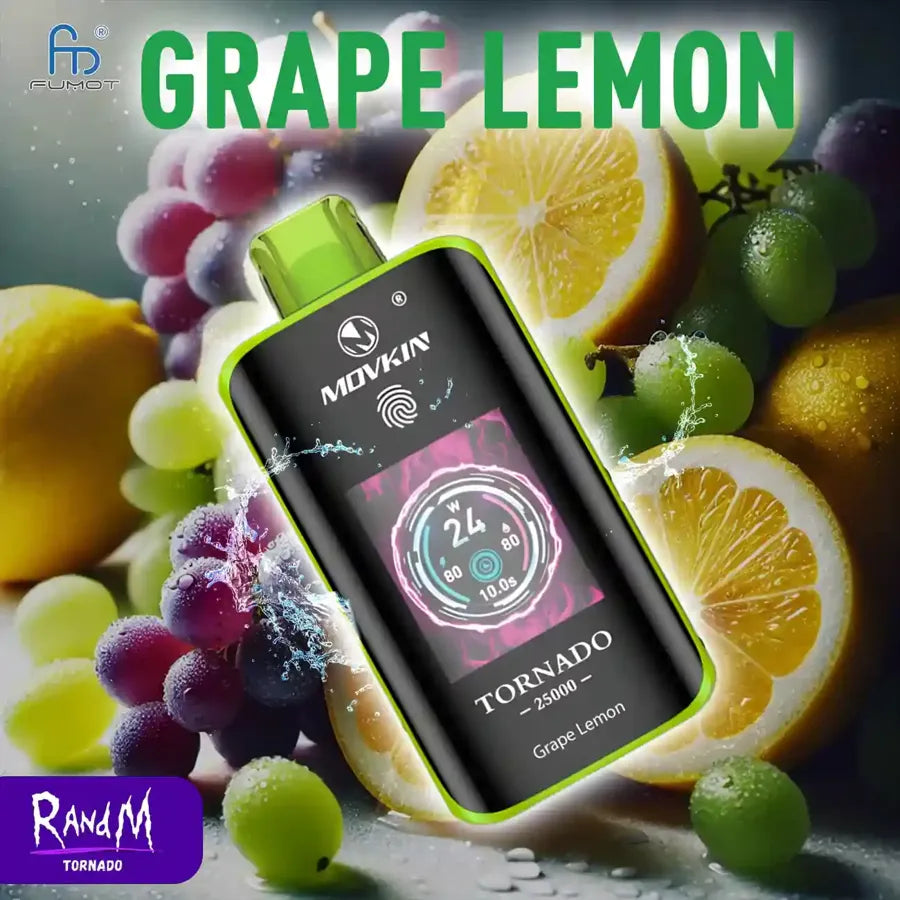 Puff 25K Rechargeable Batterie Cigarette électronique with écran TFT Grape Lemon Gout