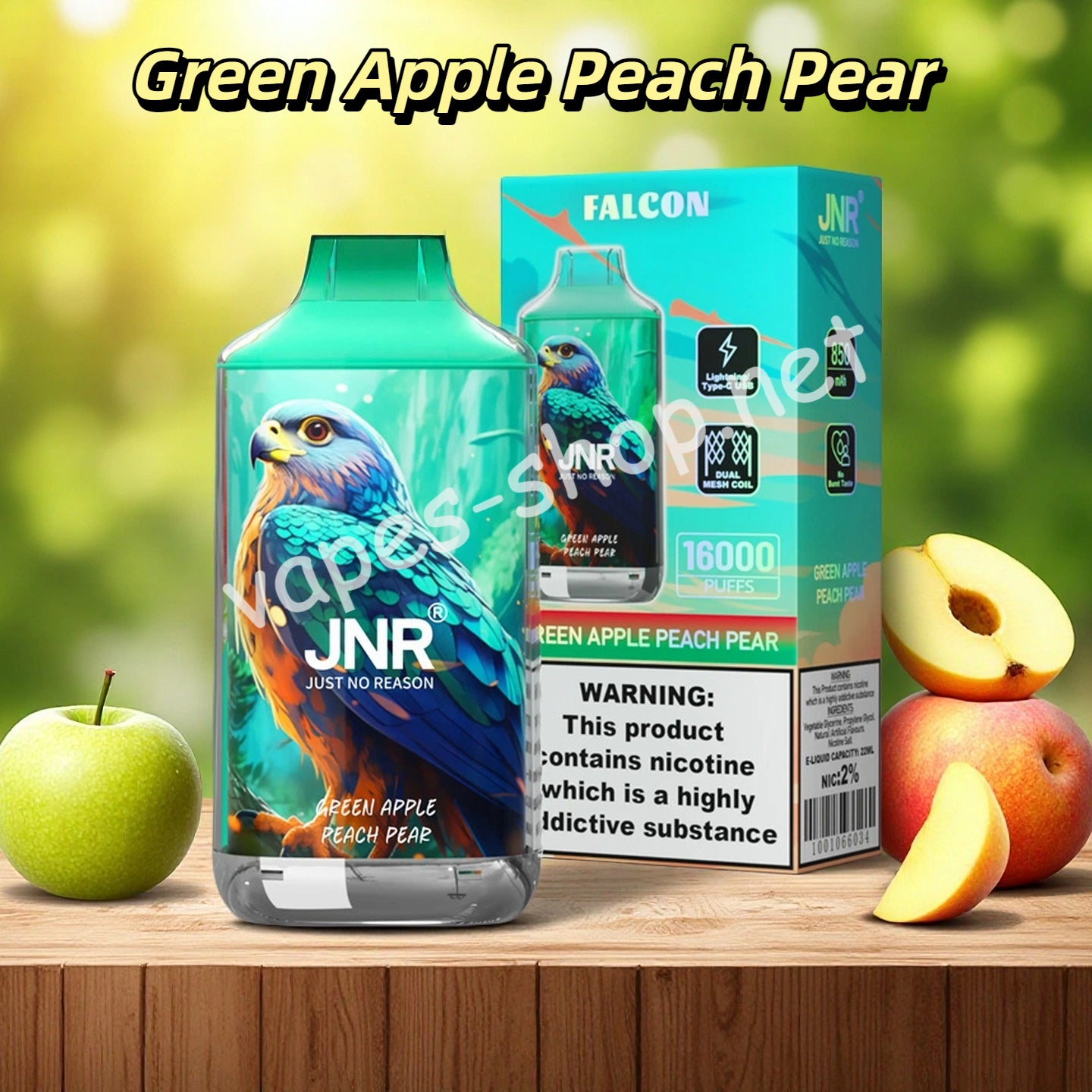 Puff JNR Falcon 16k Puff 16000 Taff Green Apple Peach Pear Jetable Vap Vapes-Shop Puff JNR Falcon 16k Puff 16000 Taff Green Apple Peach Pear Jetable Vap Vapes-Shop
