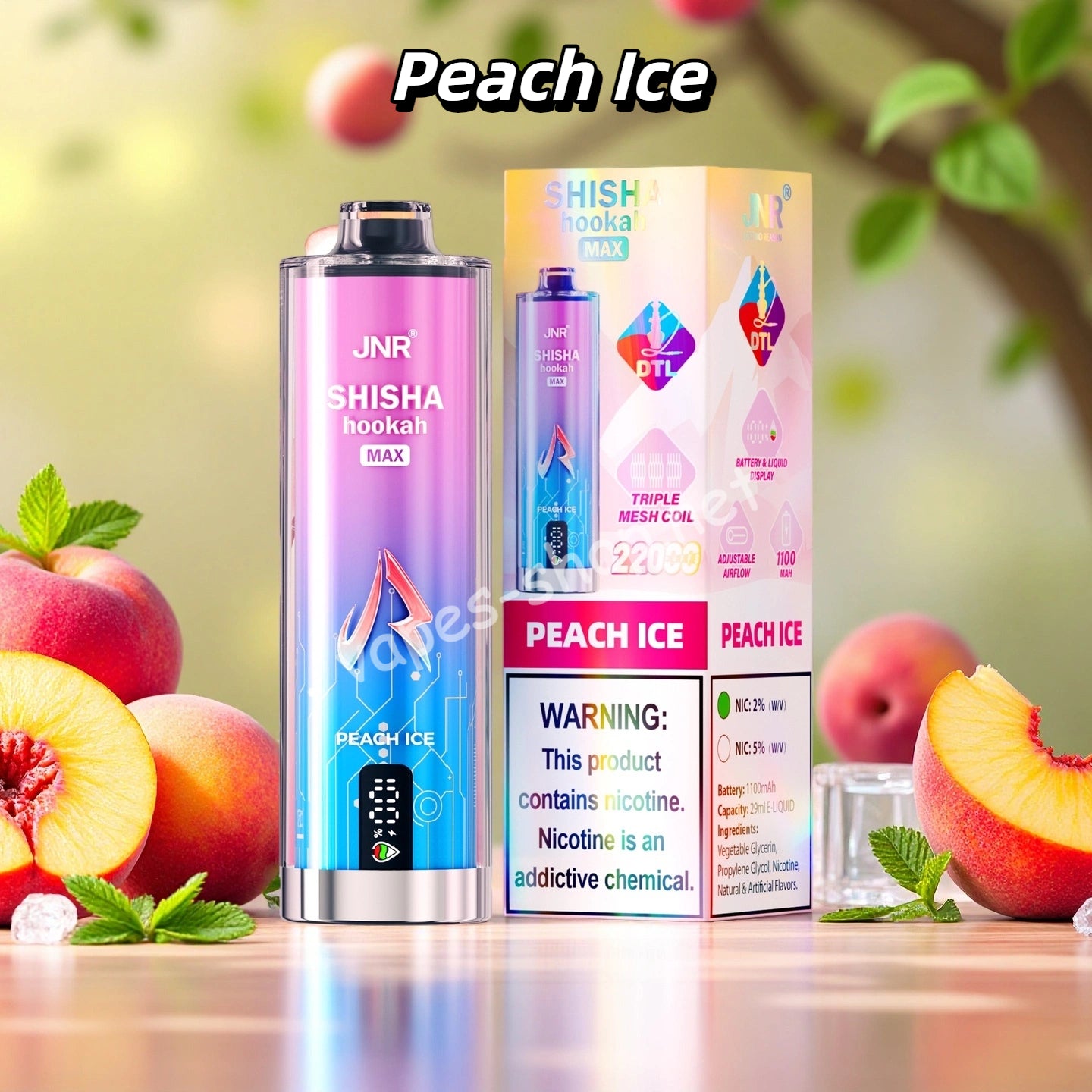 Peach Ice - JNR Shisha Hookah Max 22000 Puff 22K Taff Nicotine Vape Jetable Vapes-Shop Peach Ice - JNR Shisha Hookah Max 22000 Puff 22K Taff Nicotine Vape Jetable Vapes-Shop