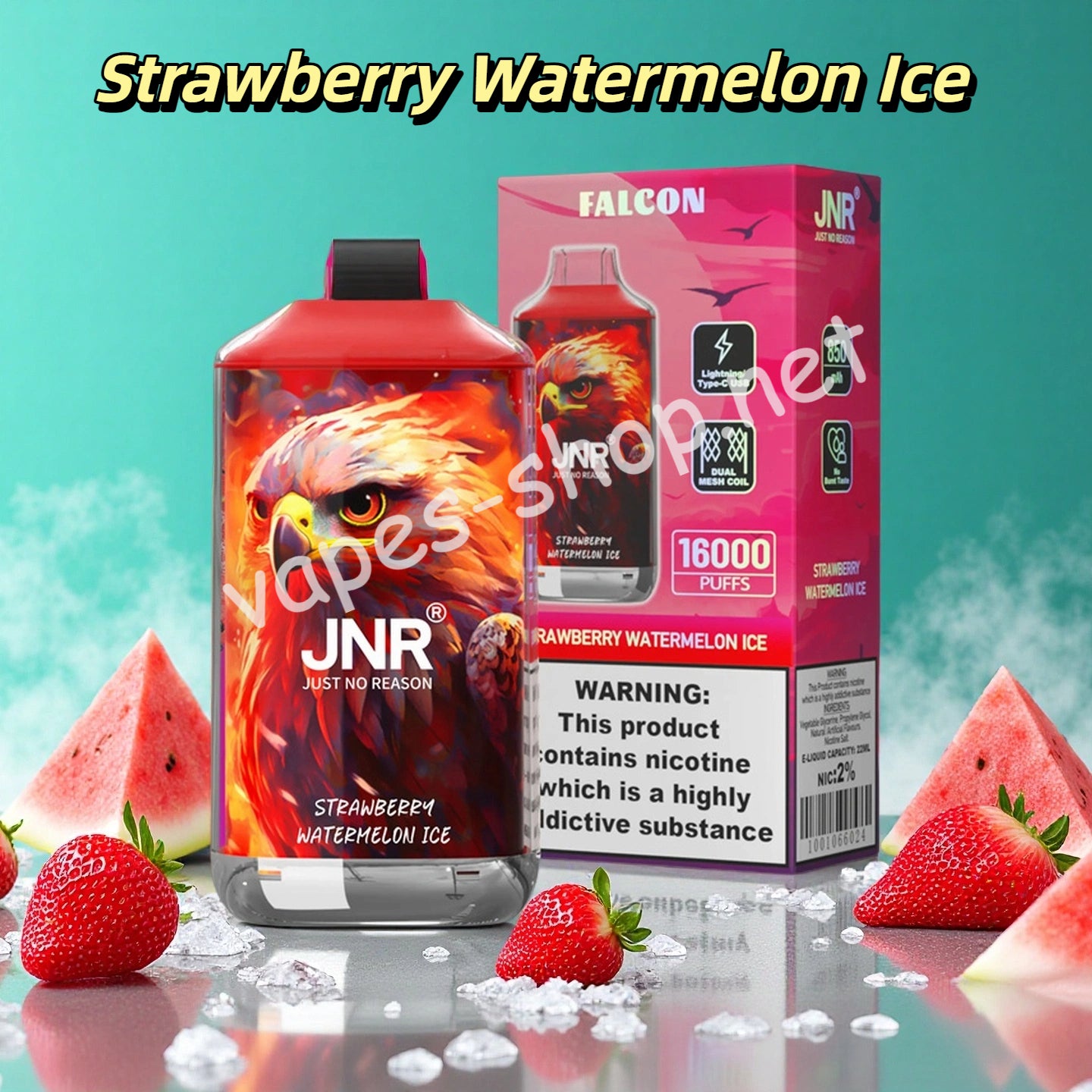 JNR Falcon Puff 16k Taff - Strawberry Watermelon Ice Vapes-Shop JNR Falcon Puff 16k Taff - Strawberry Watermelon Ice Vapes-Shop