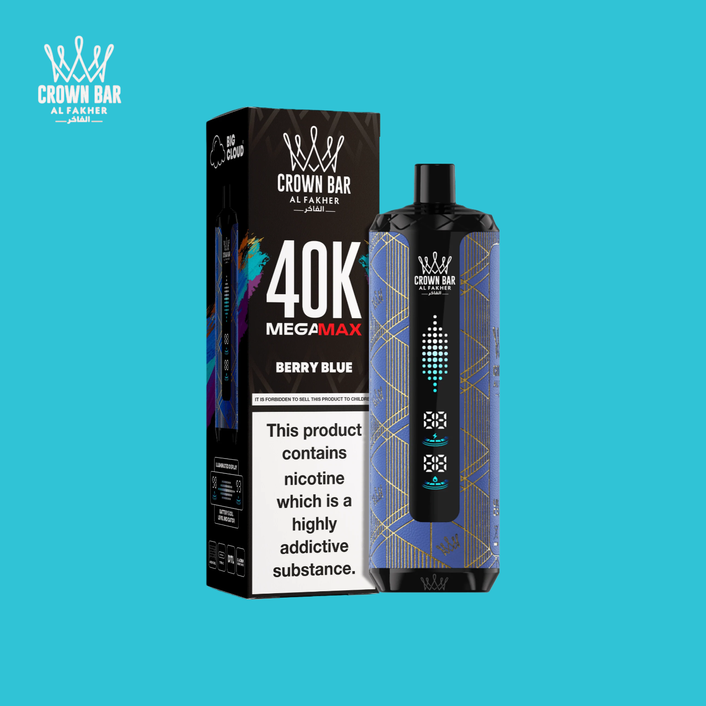 Al Fakher Crown Bar Mega Max 40000 Berry Blue