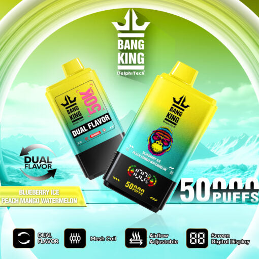 Bang King Puff 50k Taff Vape - Blueberry Ice & Peach Mango Watermelon