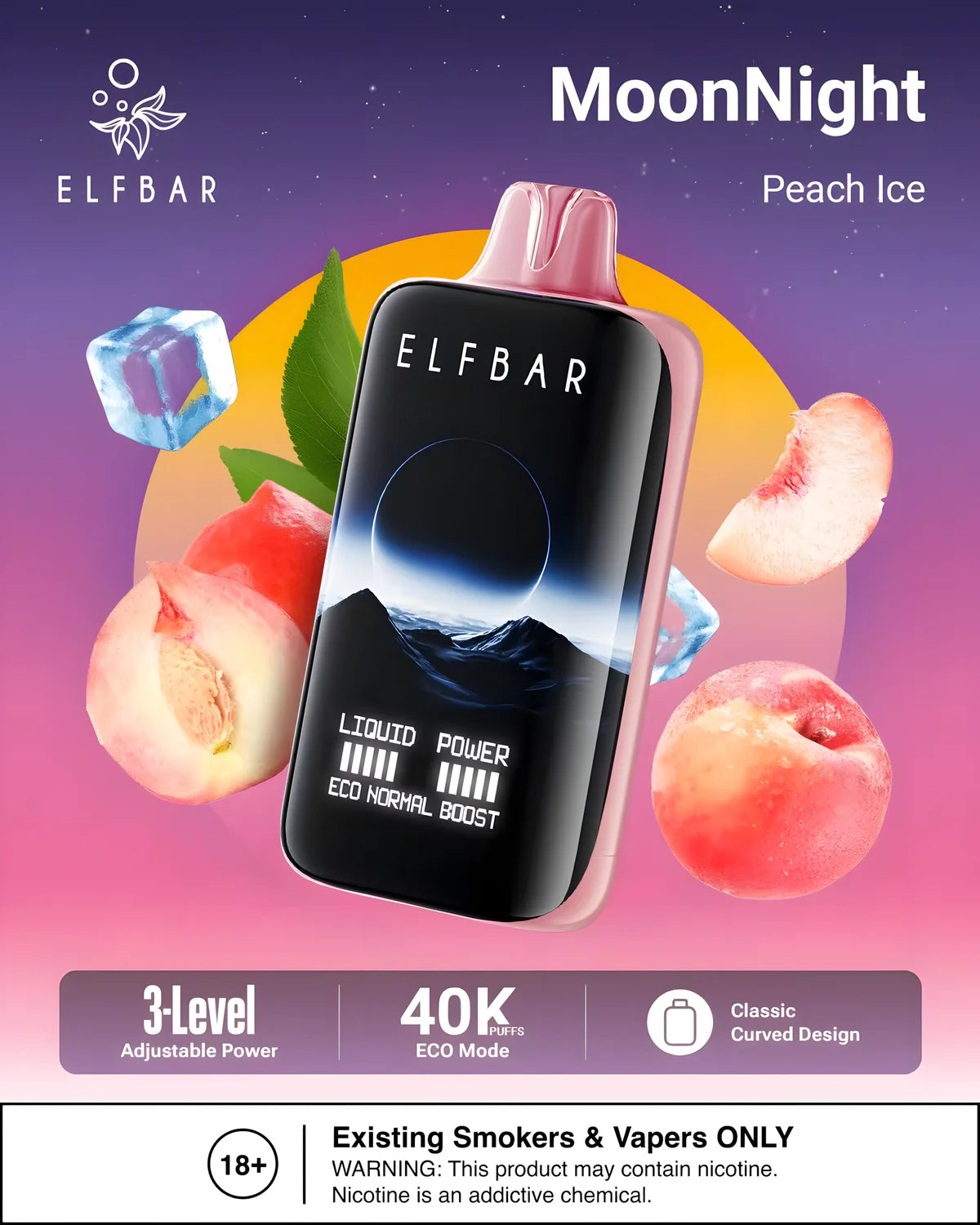 Elf Bar Moon Night Vape 40K Taff PEACH ICE