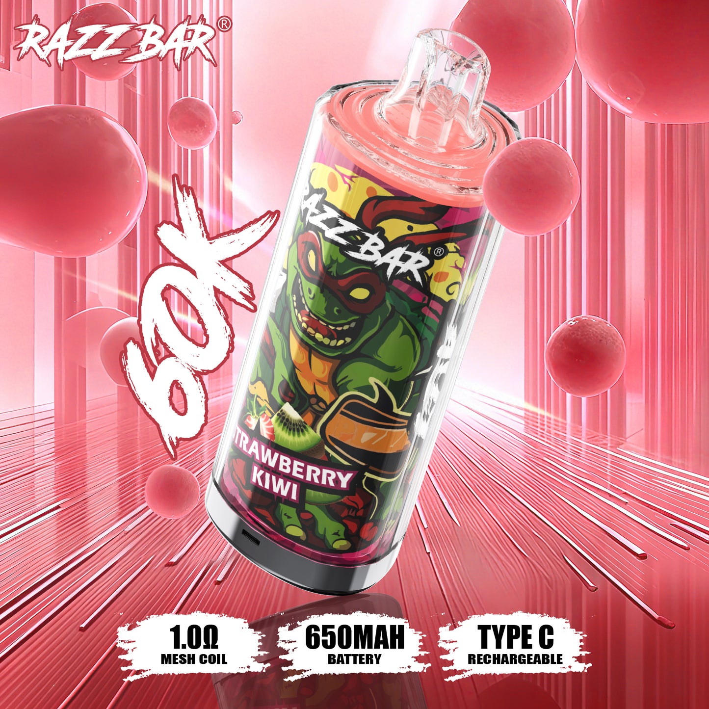 Puff Razz Bar 60K Taff Nicotine 2 % / 5 %