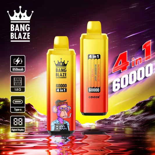 Puff Liquide Cigarette électronique Jetable Bang Blaze 60K Big Puffs 4-en-1 Saveurs