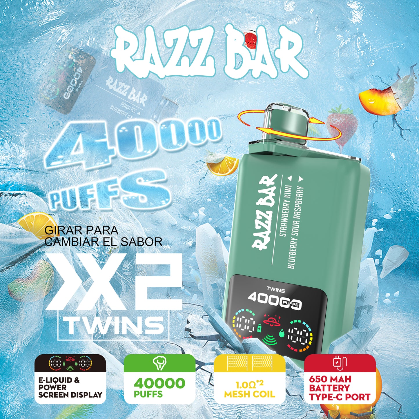 Puff Razz Bar 40000 Taff Double saveur