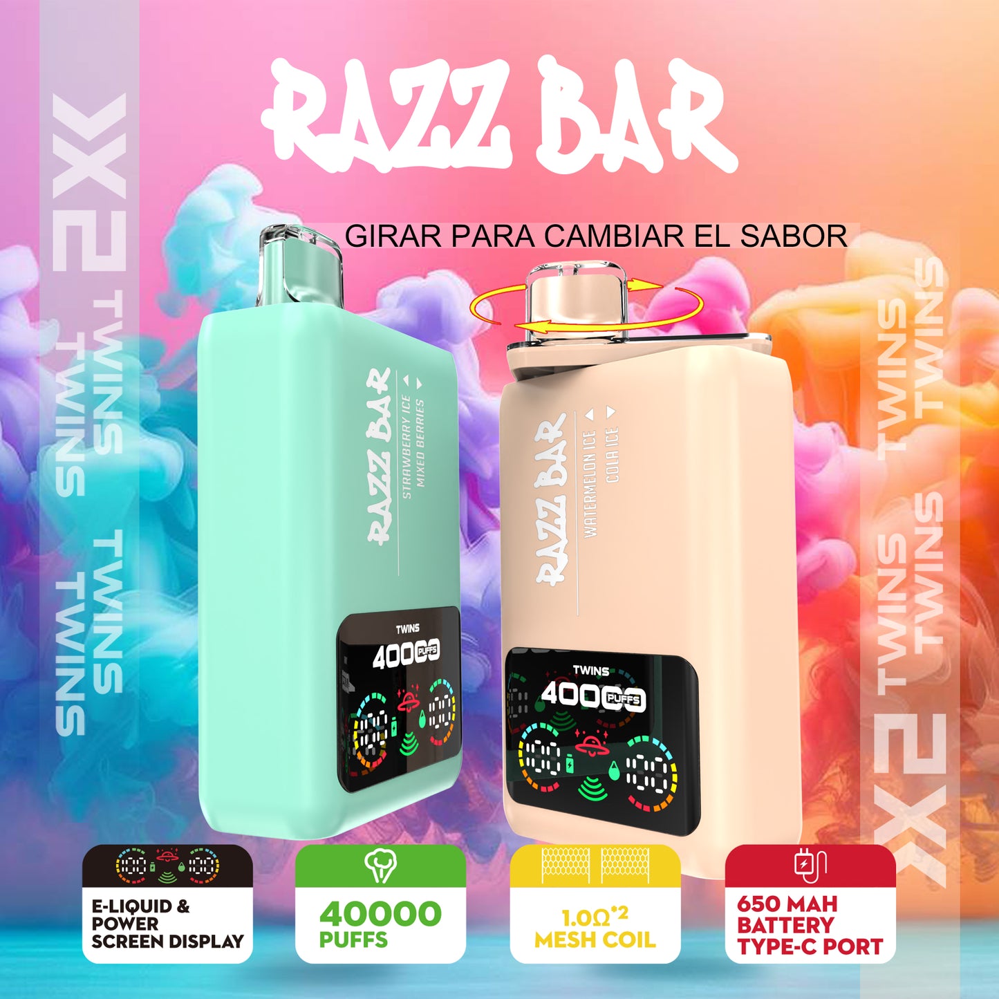 Puff Razz Bar 40000 Taff Double saveur