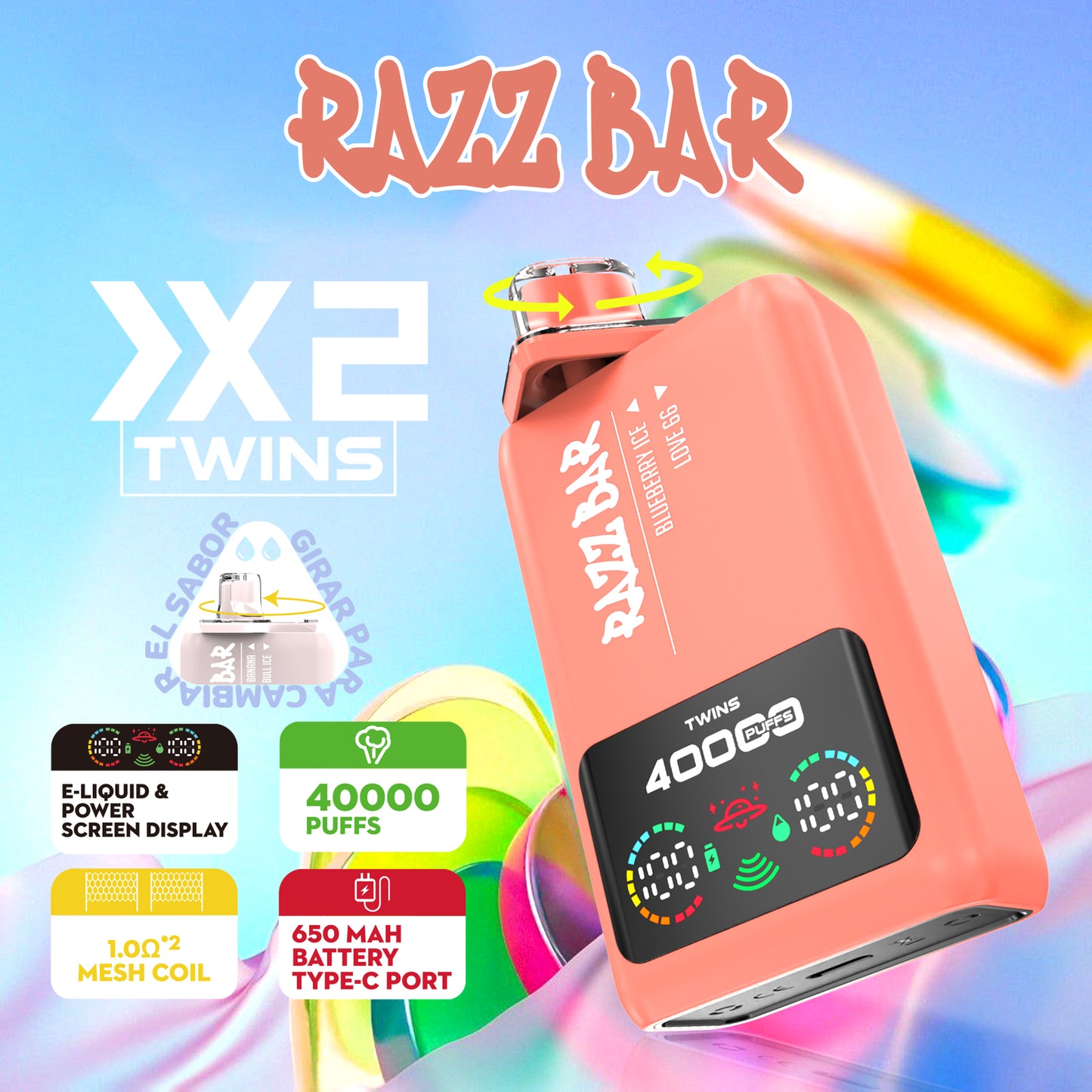 Puff Razz Bar 40000 Taff Double saveur