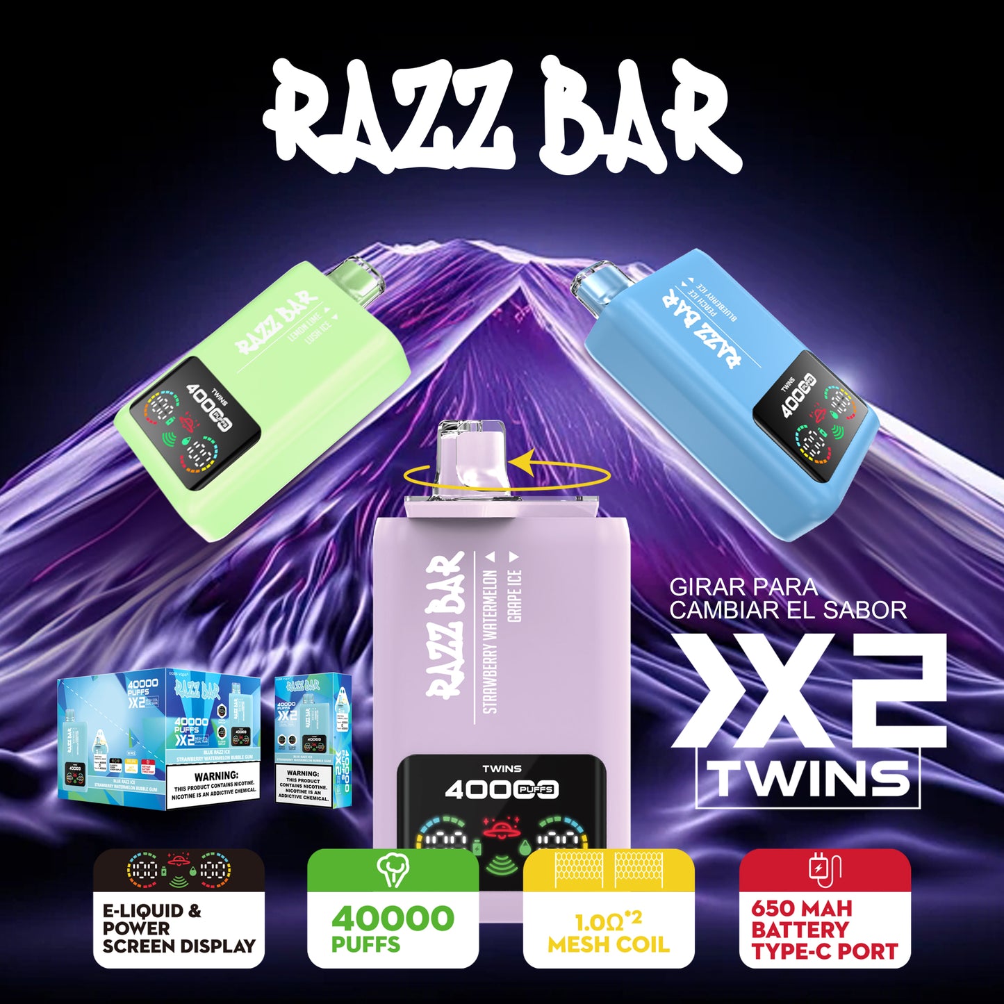 Puff Razz Bar 40000 Taff Double saveur