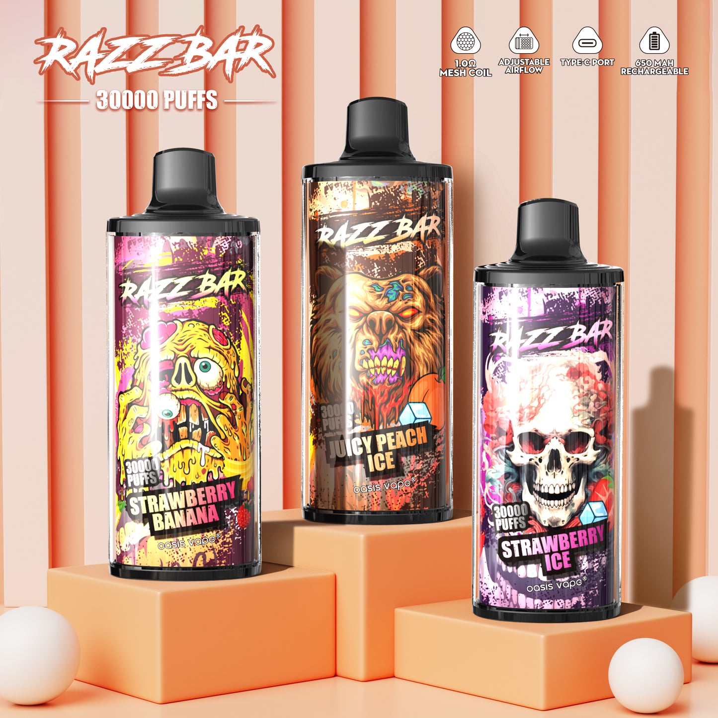Razz Bar 30000 Puffs Vape 1.0 Ω Mesh Coil