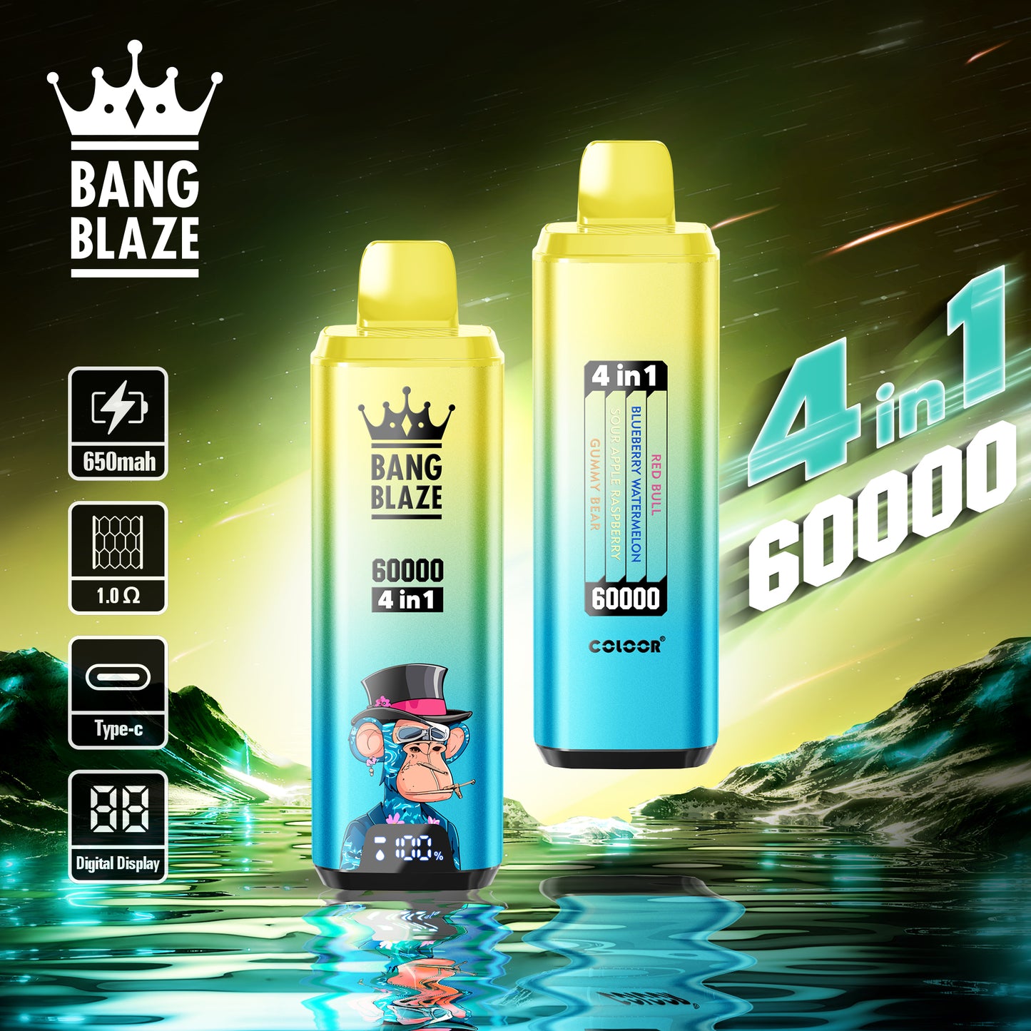 4 in 1 Gout Bang Blaze Puff 60K Big Bouffees Nicotine Cigarette électronique Prix
