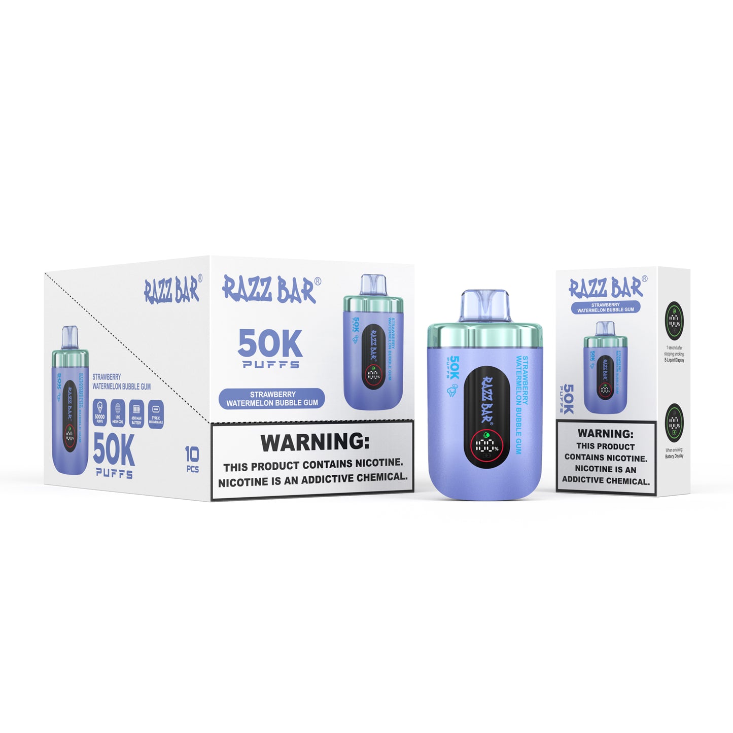 650 mAh rechargeable Puff Razz Bar 50K Taff