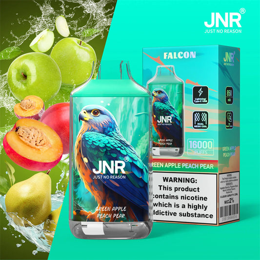 Puff JNR Falcon 16k Puff 16000 Taff Green Apple Peach Pear Jetable Vape