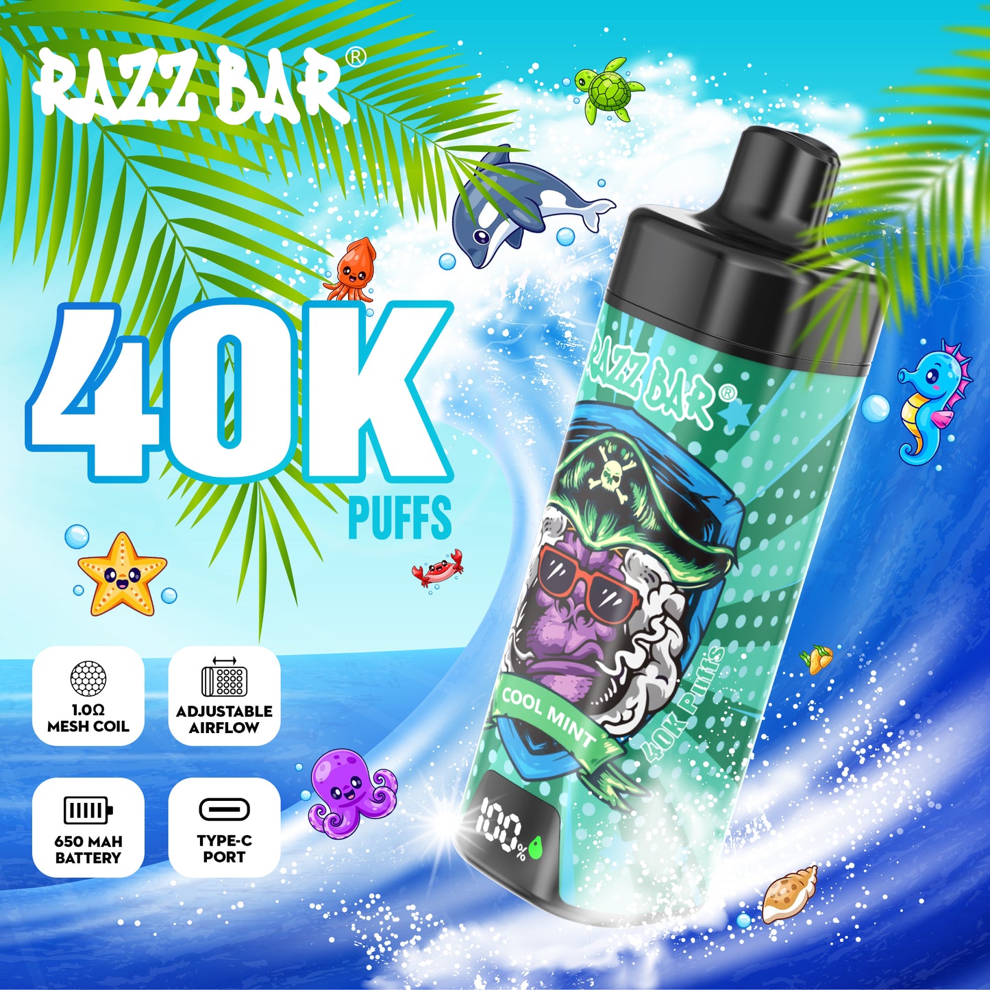 650 mAh rechargeable Razz Bar NEW 40K Taff