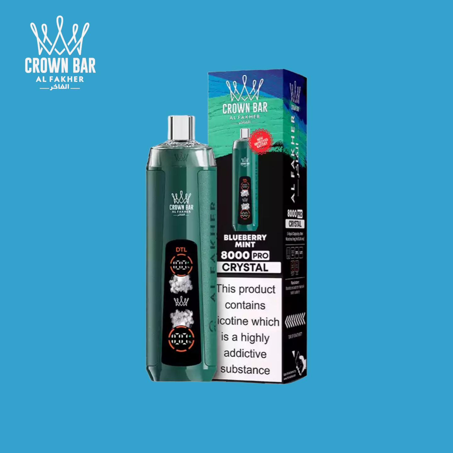 Puff Al Fakher Crown Bar 8000 Taff Blueberry Mint