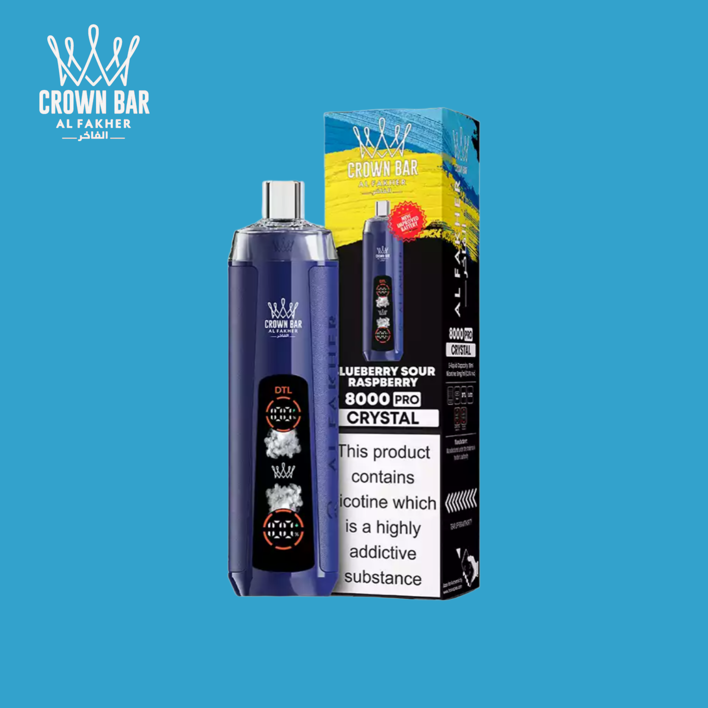 Blueberry Sour Raspberry Al Fakher Crown Bar 8000 Crystal Vape
