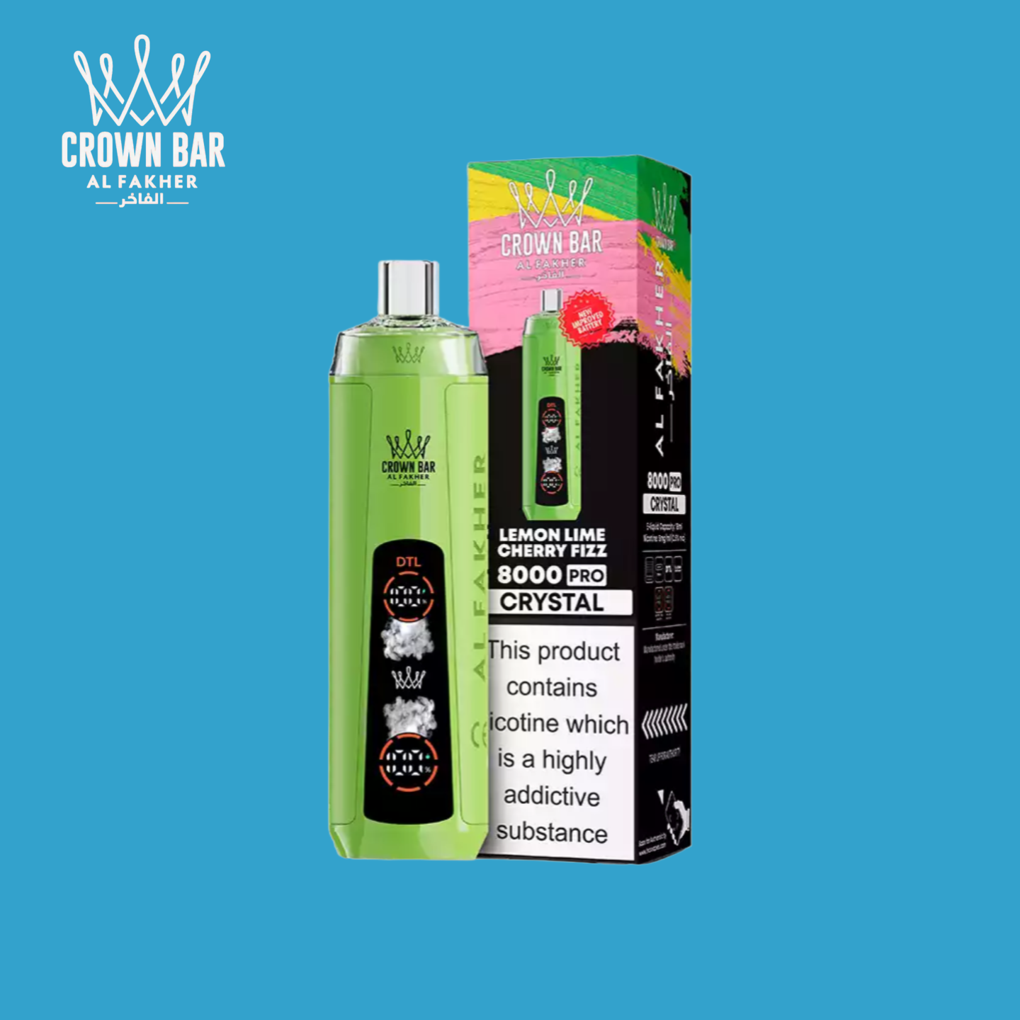 Al Fakher 8000 Crystal Vape Lemon Lime Cherry Fizz