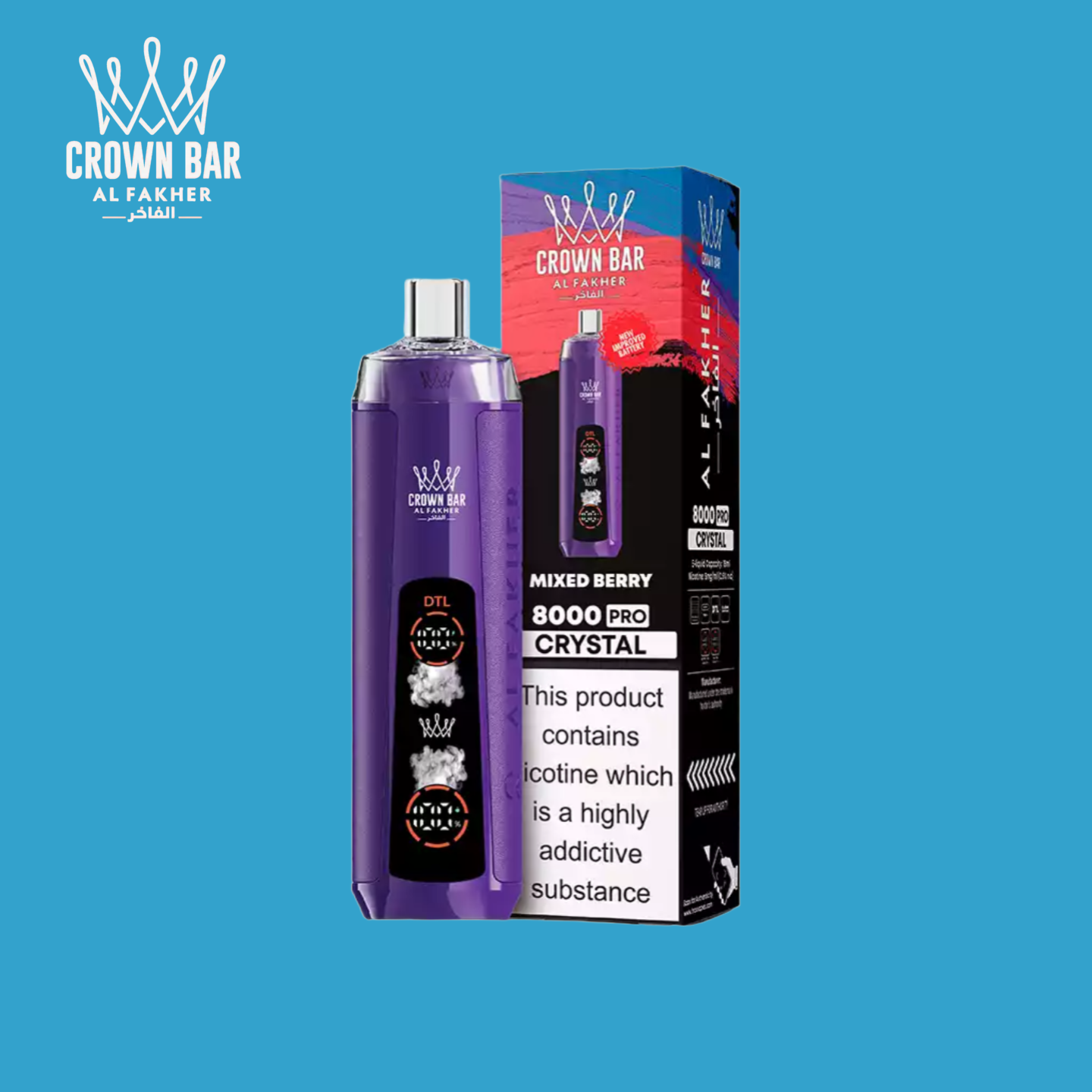 Mixed Berry Al Fakher Crown Bar 8000 Crystal Vape