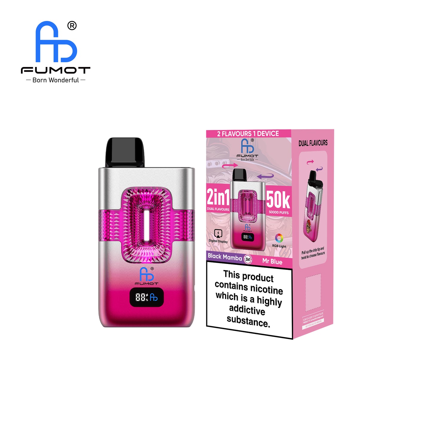 RandM FUMOT ECO 2IN1 50K Black Mamba & Mr Blue