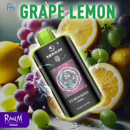 Puff 25K Rechargeable Batterie Cigarette électronique with écran TFT Grape Lemon Gout