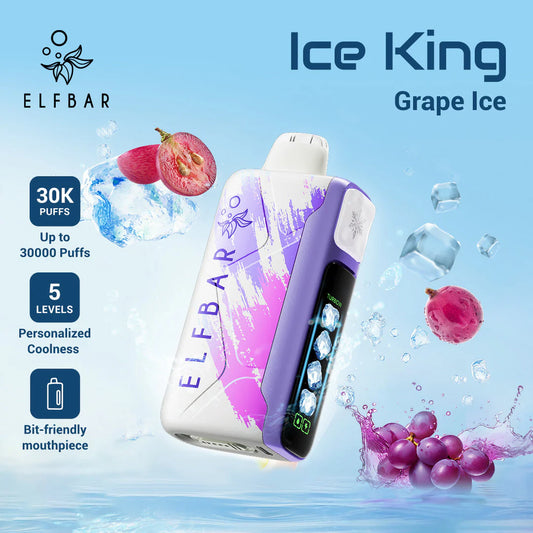 Grape Ice Gout de Puff 30K Bouffees Elf Bar Rechargeable Cigarette électronique Jetable