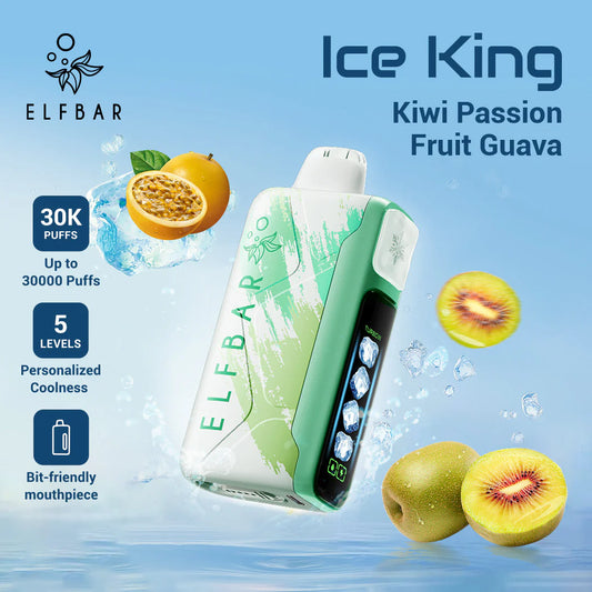 Elf Bar Ice King Puff 30000 Taff Kiwi Passion Fruit Guava Gout Vape Jetable