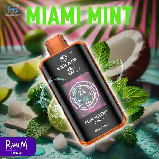 Fumot Tornado 25000 Puffs Miami Mint Saveur Touch Vape Jetable with Écran Couleur TFT