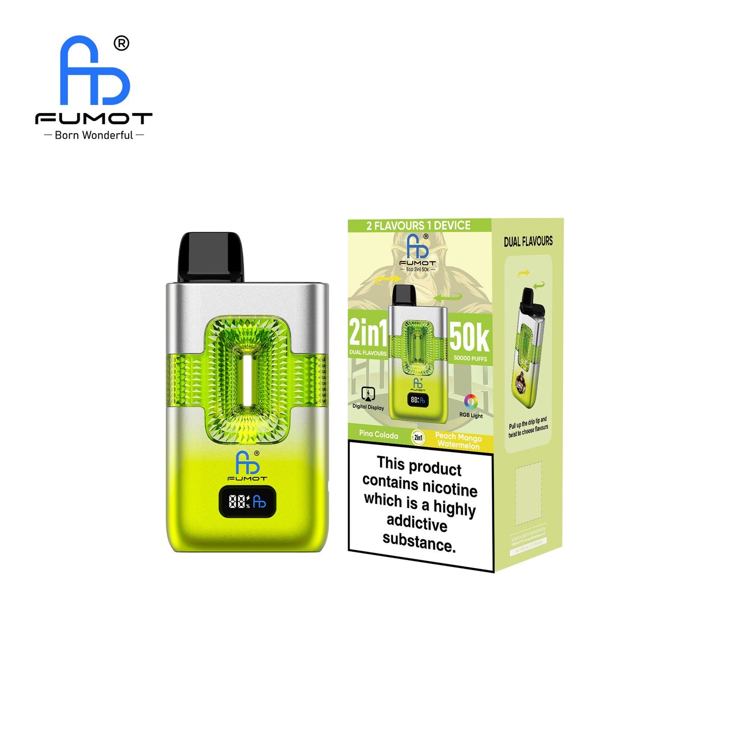 FUMOT ECO 2IN1 50K Puffs Peach Mango Watermelon & Pina Colada