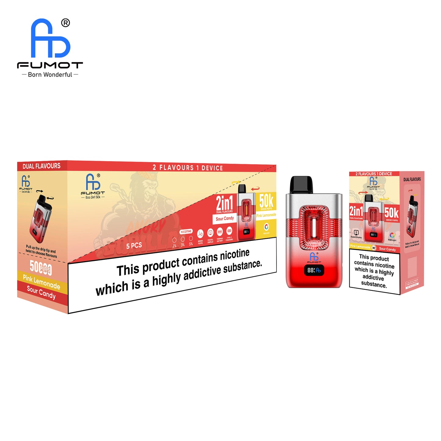 Pink Lemonade & Sour Candy FUMOT ECO 2IN1 50K Vape