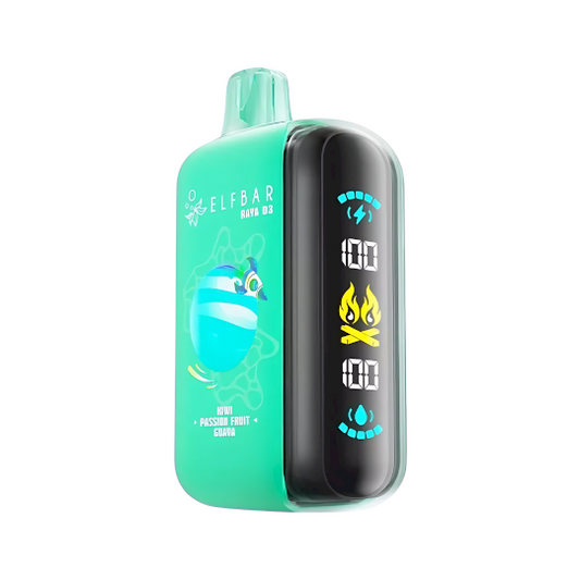 Elf Bar Raya D3 Puff 25000 Taff Kiwi Passion Fruit Guava Gout Cigarette électronique Jetable