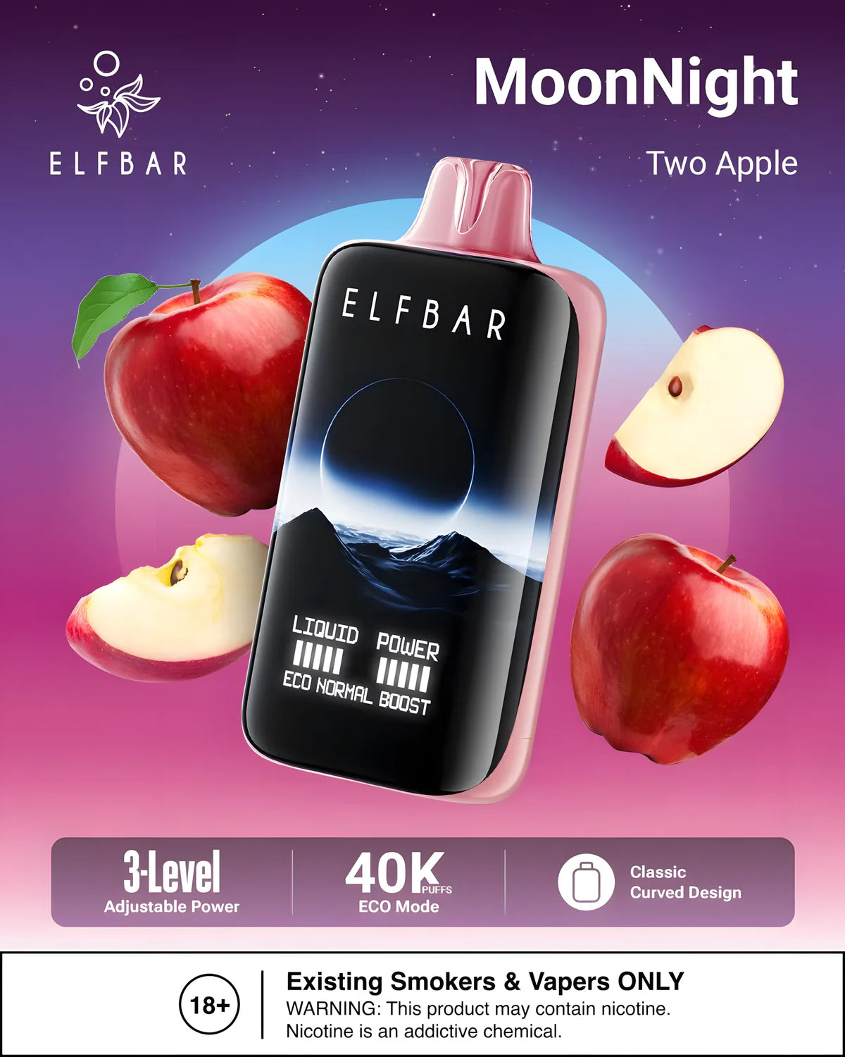 Saveur TWO APPLE Elf Bar Moon Night 40K Vape