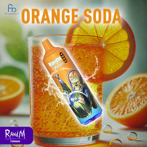 Orange Soda - Randm Tornado 9000 Puff Cigarette électronique Jetable with Rechargeable Batterie