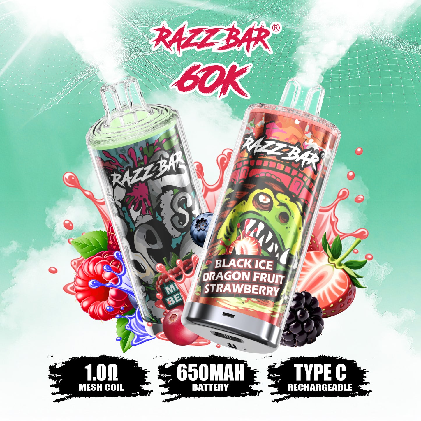 Puff Razz Bar 60K Taff  Nicotine 2 % / 5 %